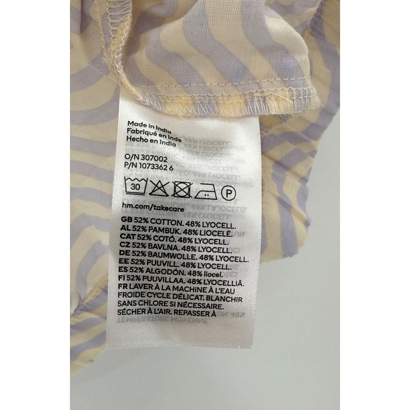 NWT H&M Wave Pattern Top Size 14Y+ Beige‎ and Lilac Sheer Cropped Blouse Boho - Picture 7 of 9